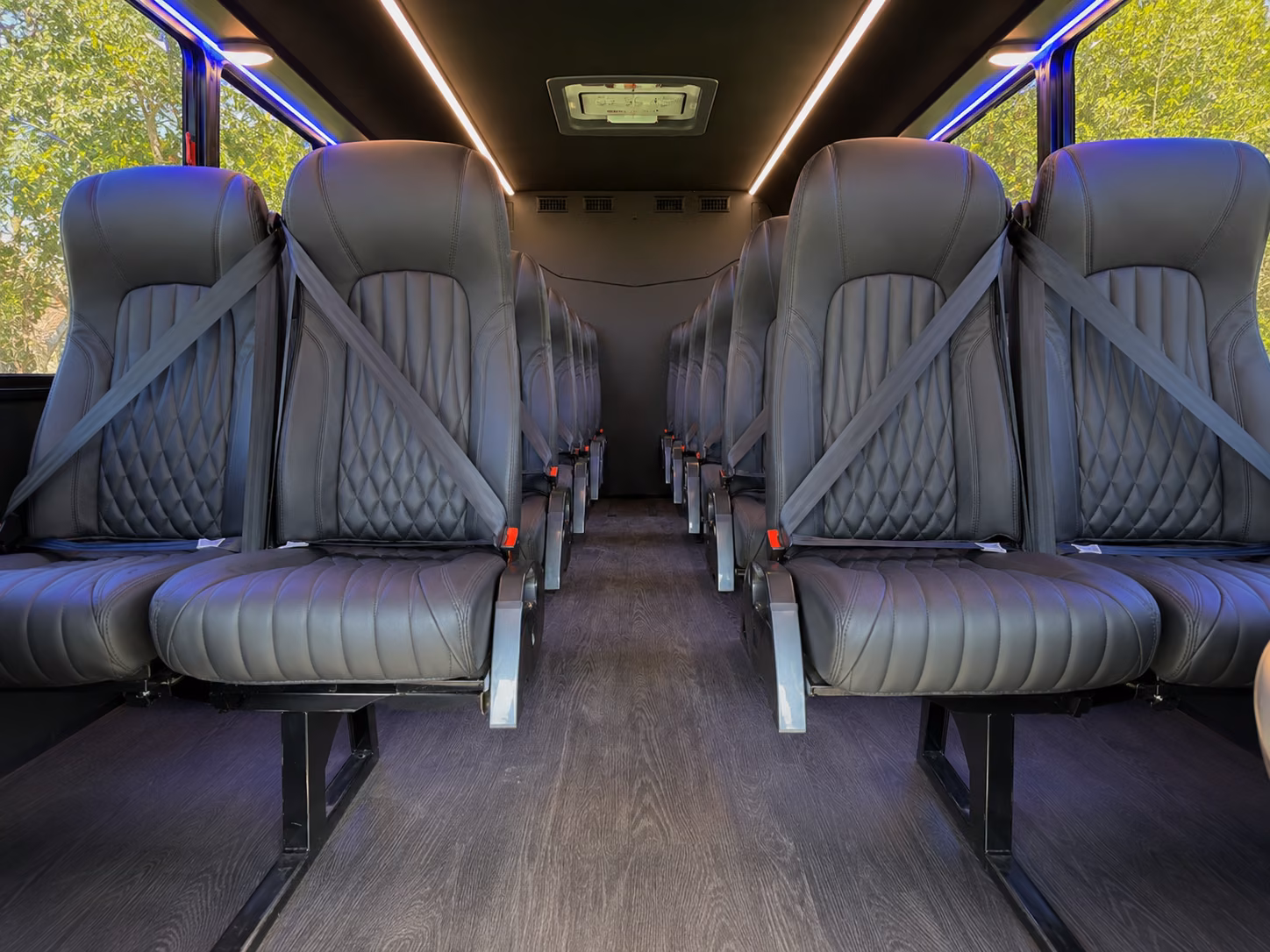 newport beach 18 passenger minibus interior