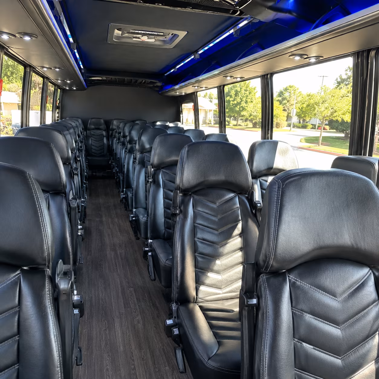 newport beach 25 passenger minibus interior