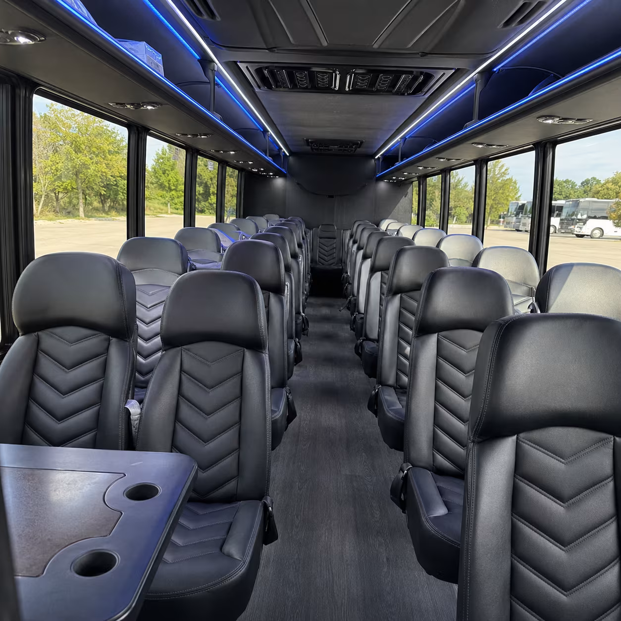 newport beach 35 passenger minibus inside