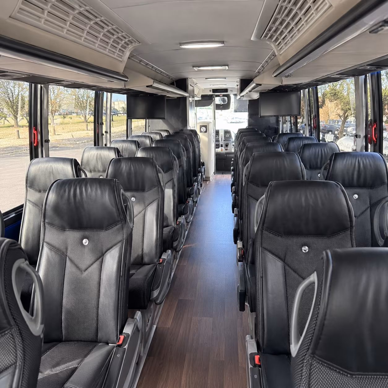 newport beach 56 passenger charter bus inside