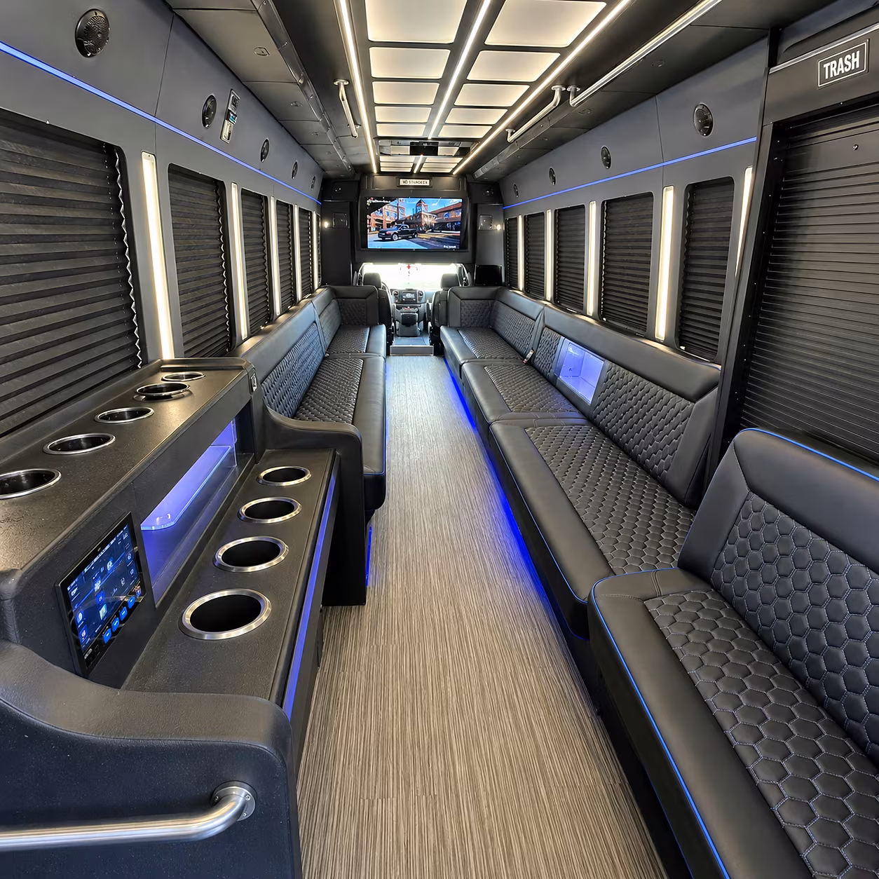newport beach party bus rental interior