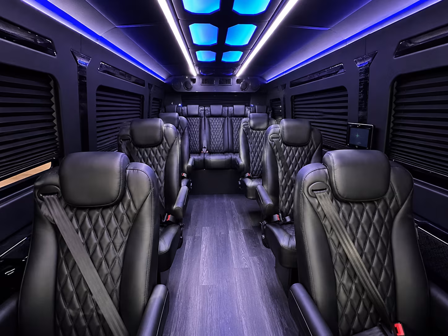 newport beach sprinter van with driver inside